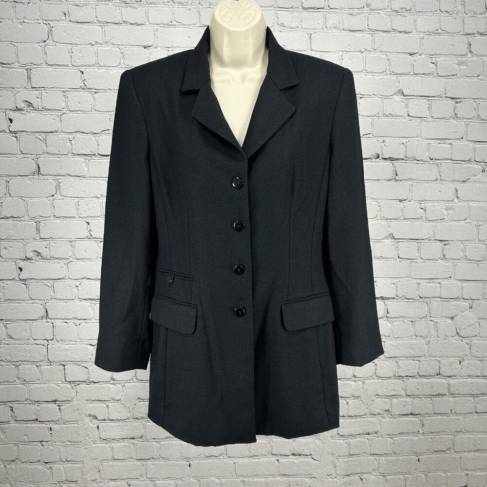 VTG Gianni Sport Solid Black 4 Button Collared Vented Blazer Women’s USA Size 8